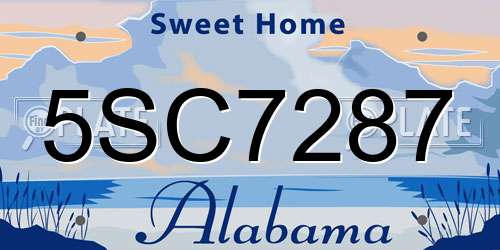 5SC7287 Alabama License Plate