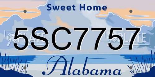 5SC7757 Alabama License Plate