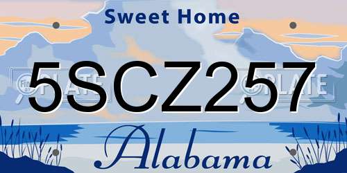 5SCZ257 Alabama License Plate