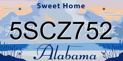 5SCZ752 Alabama License Plate