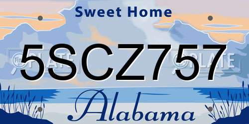 5SCZ757 Alabama License Plate