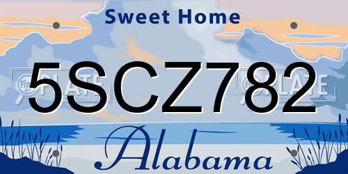 5SCZ782 Alabama License Plate