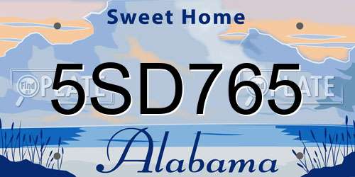 5SD765 Alabama License Plate