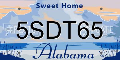 5SDT65 Alabama License Plate