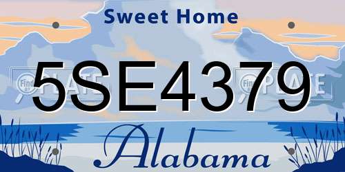 5SE4379 Alabama License Plate