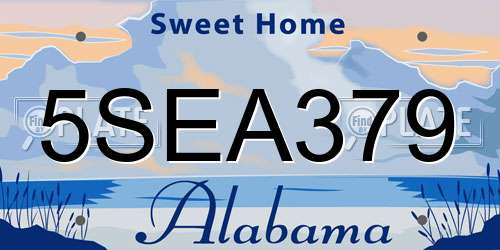 5SEA379 Alabama License Plate