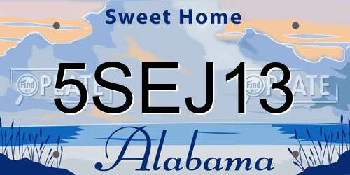 5SEJ13 Alabama License Plate