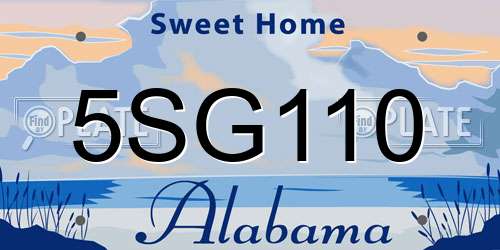 5SG110 Alabama License Plate