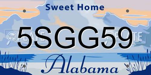5SGG59 Alabama License Plate