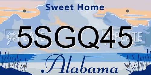5SGQ45 Alabama License Plate