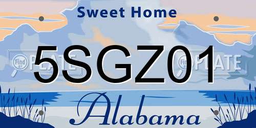5SGZ01 Alabama License Plate