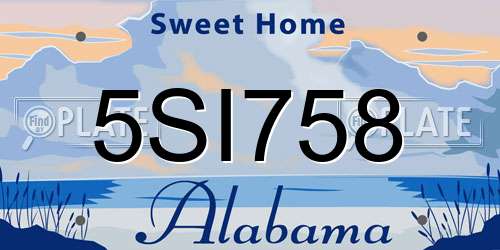5SI758 Alabama License Plate