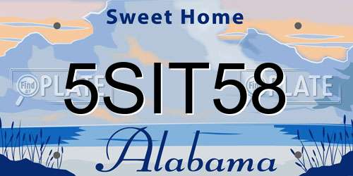 5SIT58 Alabama License Plate