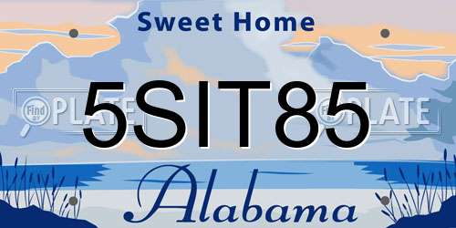 5SIT85 Alabama License Plate