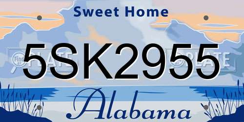 5SK2955 Alabama License Plate