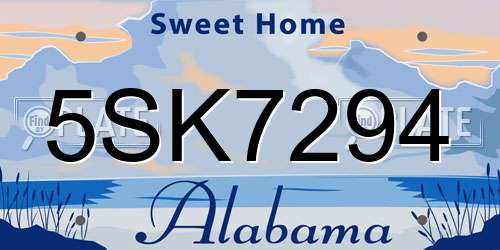 5SK7294 Alabama License Plate
