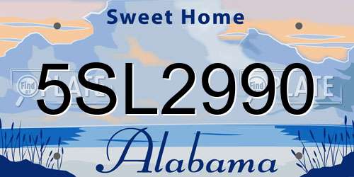 5SL2990 Alabama License Plate