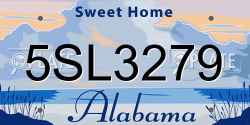 5SL3279 Alabama License Plate