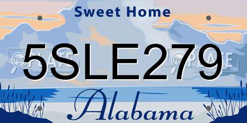 5SLE279 Alabama License Plate