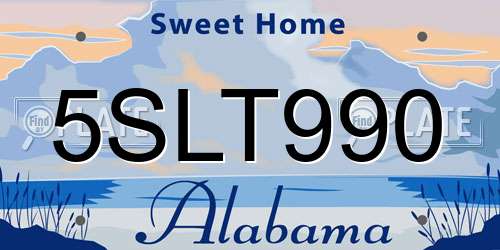 5SLT990 Alabama License Plate