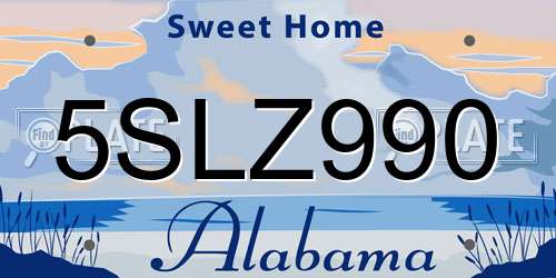 5SLZ990 Alabama License Plate