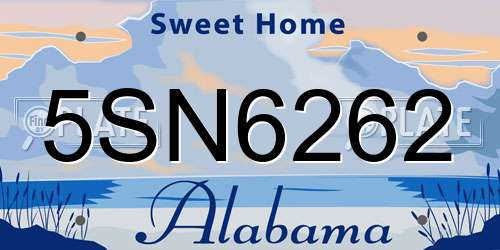 5SN6262 Alabama License Plate