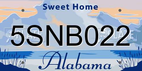 5SNB022 Alabama License Plate