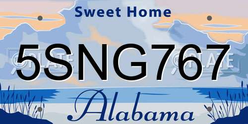5SNG767 Alabama License Plate