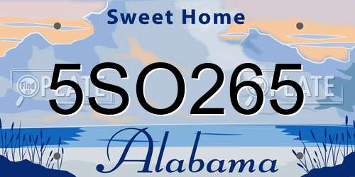 5SO265 Alabama License Plate