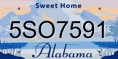 5SO7591 Alabama License Plate