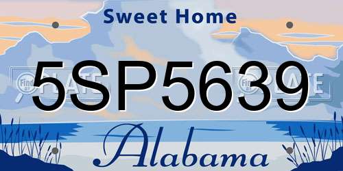 5SP5639 Alabama License Plate