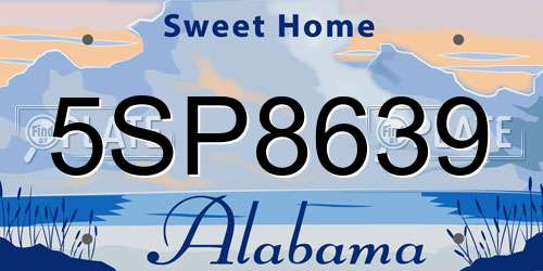 5SP8639 Alabama License Plate