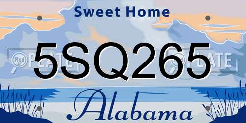 5SQ265 Alabama License Plate