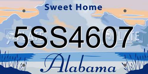 5SS4607 Alabama License Plate