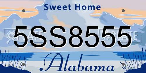 5SS8555 Alabama License Plate