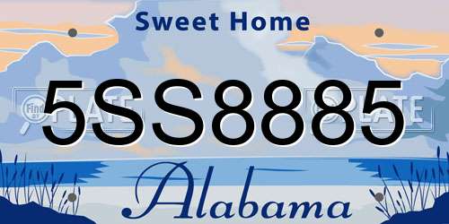 5SS8885 Alabama License Plate