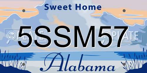 5SSM57 Alabama License Plate