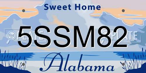 5SSM82 Alabama License Plate