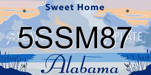 5SSM87 Alabama License Plate