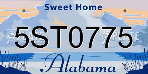 5ST0775 Alabama License Plate