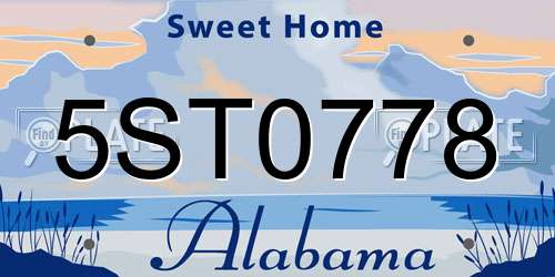 5ST0778 Alabama License Plate