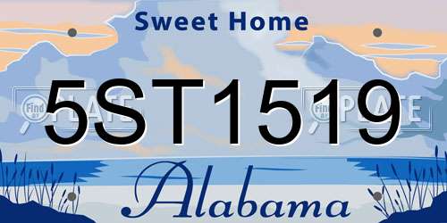 5ST1519 Alabama License Plate