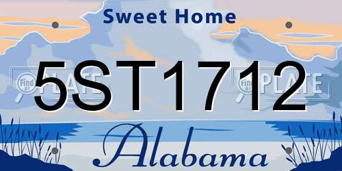 5ST1712 Alabama License Plate