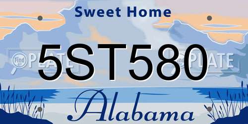 5ST580 Alabama License Plate