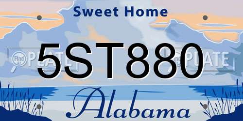 5ST880 Alabama License Plate