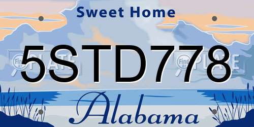5STD778 Alabama License Plate