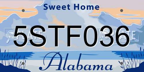 5STF036 Alabama License Plate