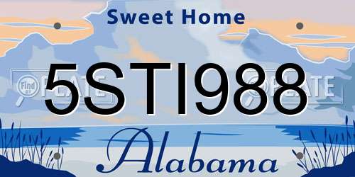 5STI988 Alabama License Plate
