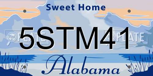 5STM41 Alabama License Plate