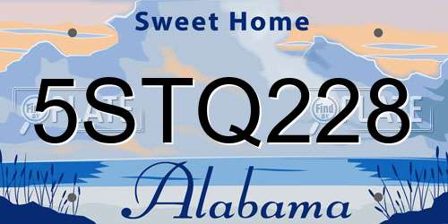 5STQ228 Alabama License Plate